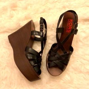 Michael Kors Kasbah Wooden Platform Wedge Sandals